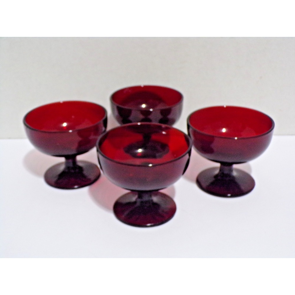 Anchor Hocking Royal Ruby Red Sherbet Champane Glasses Dessert Cups Pedestal 4